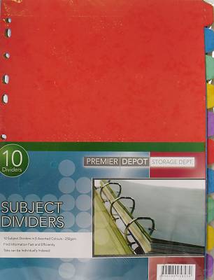 Premier Office 230gsm Extra Strong Subject Dividers – 10 Part